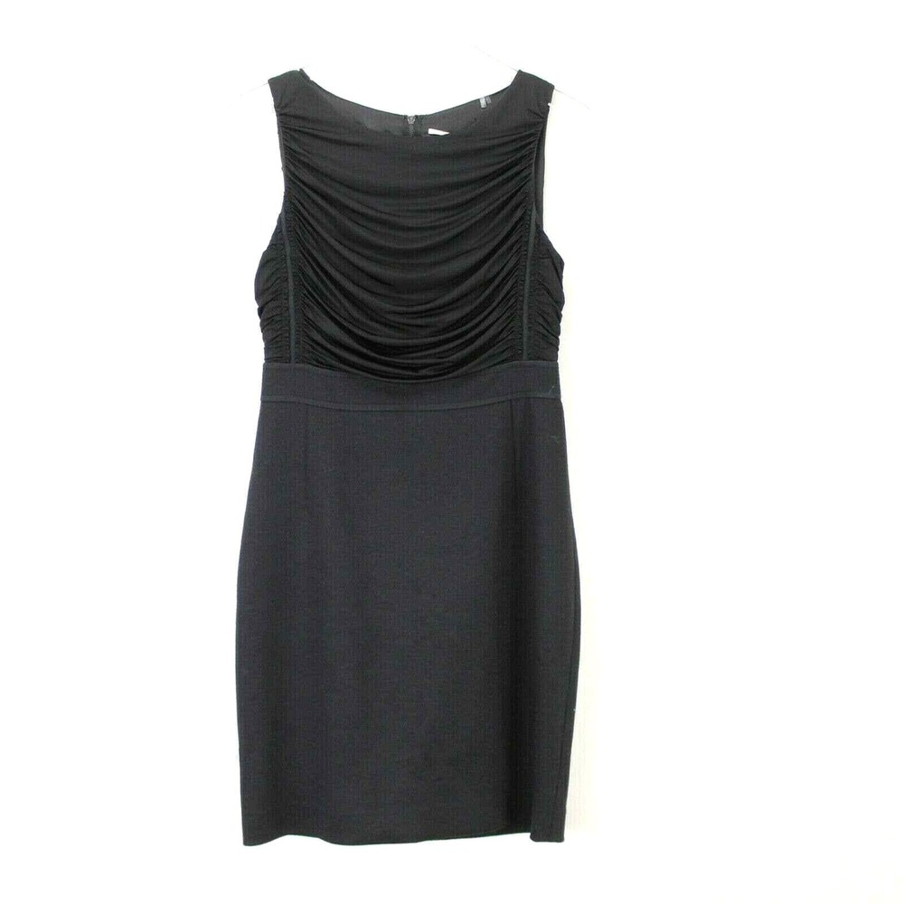 T TAHARI Sleeveless Black Cocktail Dress 6 Draped Sheath Classic Old Money